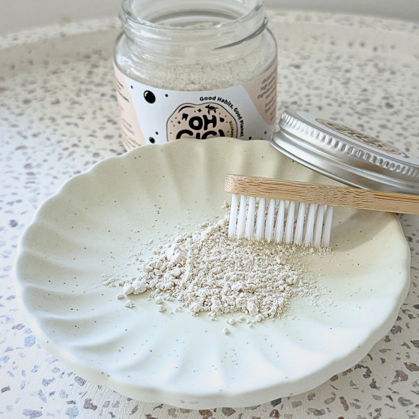 Hydroxyapatite Tooth Powder 'Flavour-Free Brush' & Pure Copper Tongue Cleaner Oral Detox Kit