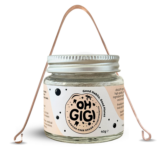 Hydroxyapatite Tooth Powder 'Flavour-Free Brush' & Pure Copper Tongue Cleaner Oral Detox Kit