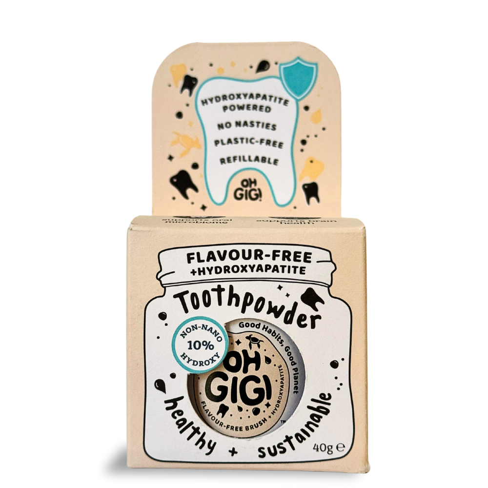 Hydroxyapatite Tooth Powder 'Flavour-Free Brush' & Pure Copper Tongue Cleaner Oral Detox Kit