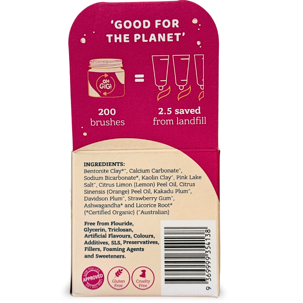 Organic Tooth Powder 'Fruity Brush' & Pure Copper Tongue Cleaner Oral Detox Kit