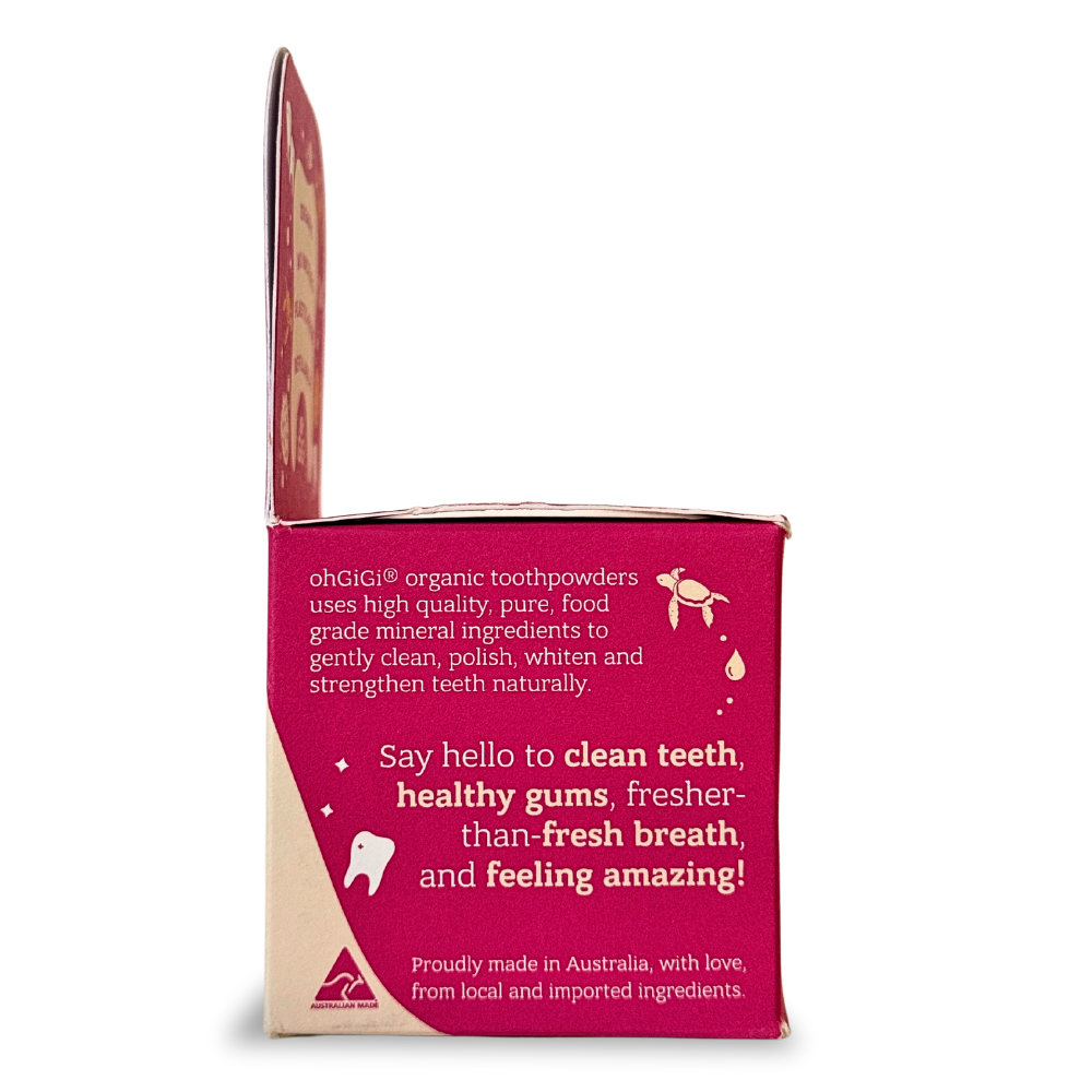 Organic Tooth Powder 'Fruity Brush' & Pure Copper Tongue Cleaner Oral Detox Kit