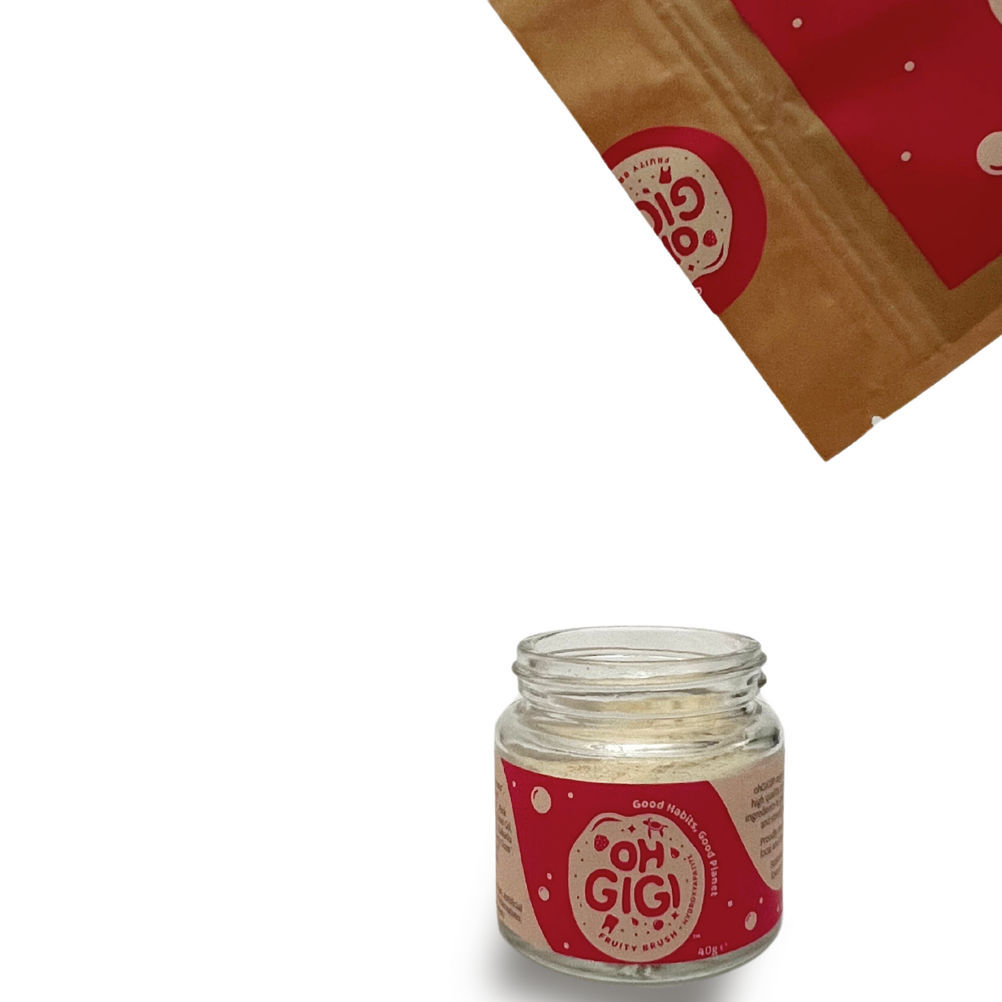 Ultimate Hydroxyapatite Tooth Powder 'Fruity Brush' Jar & Refill with a Pure Copper Tongue Cleaner Oral Detox Kit