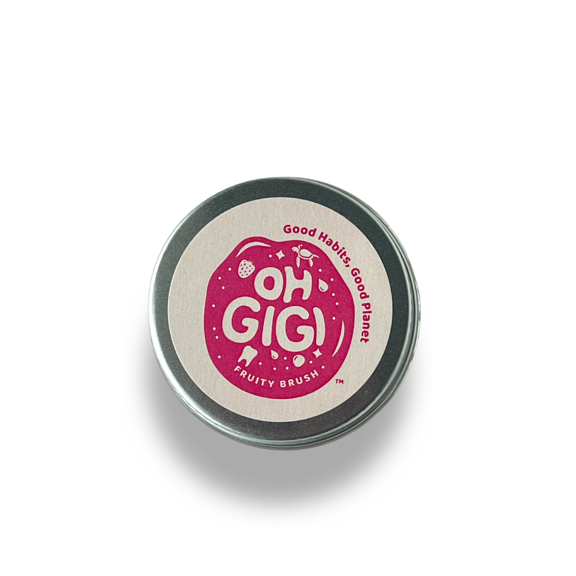 ohGiGi non tox organic toothpowder fruity and tongue scraper top view