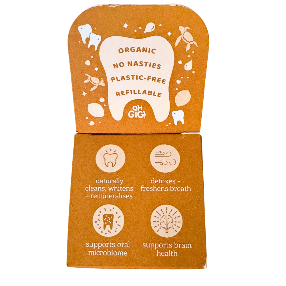 Ultimate Organic Tooth Powder 'Native Brush' Jar & Refill with a Pure Copper Tongue Cleaner Oral Detox Kit