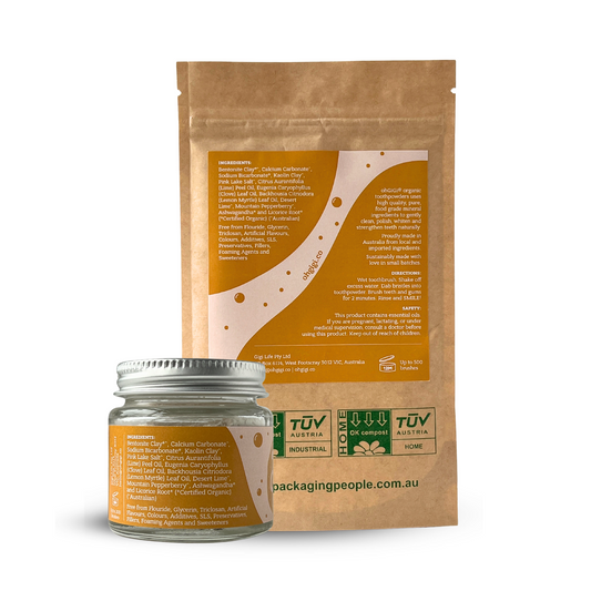 Organic Tooth Powder 'Native Brush' Jar and Refill Pack
