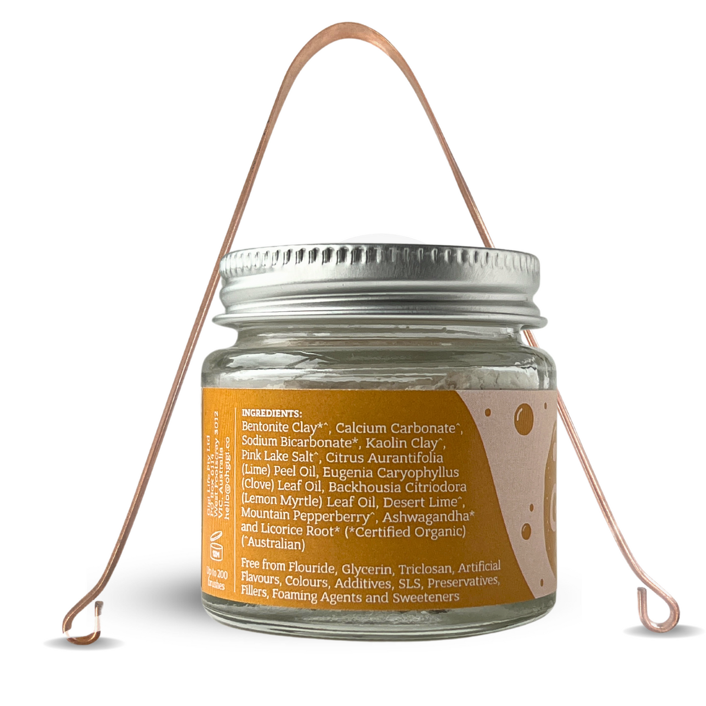 Organic Tooth Powder 'Native Brush' & Pure Copper Tongue Cleaner Oral Detox Kit