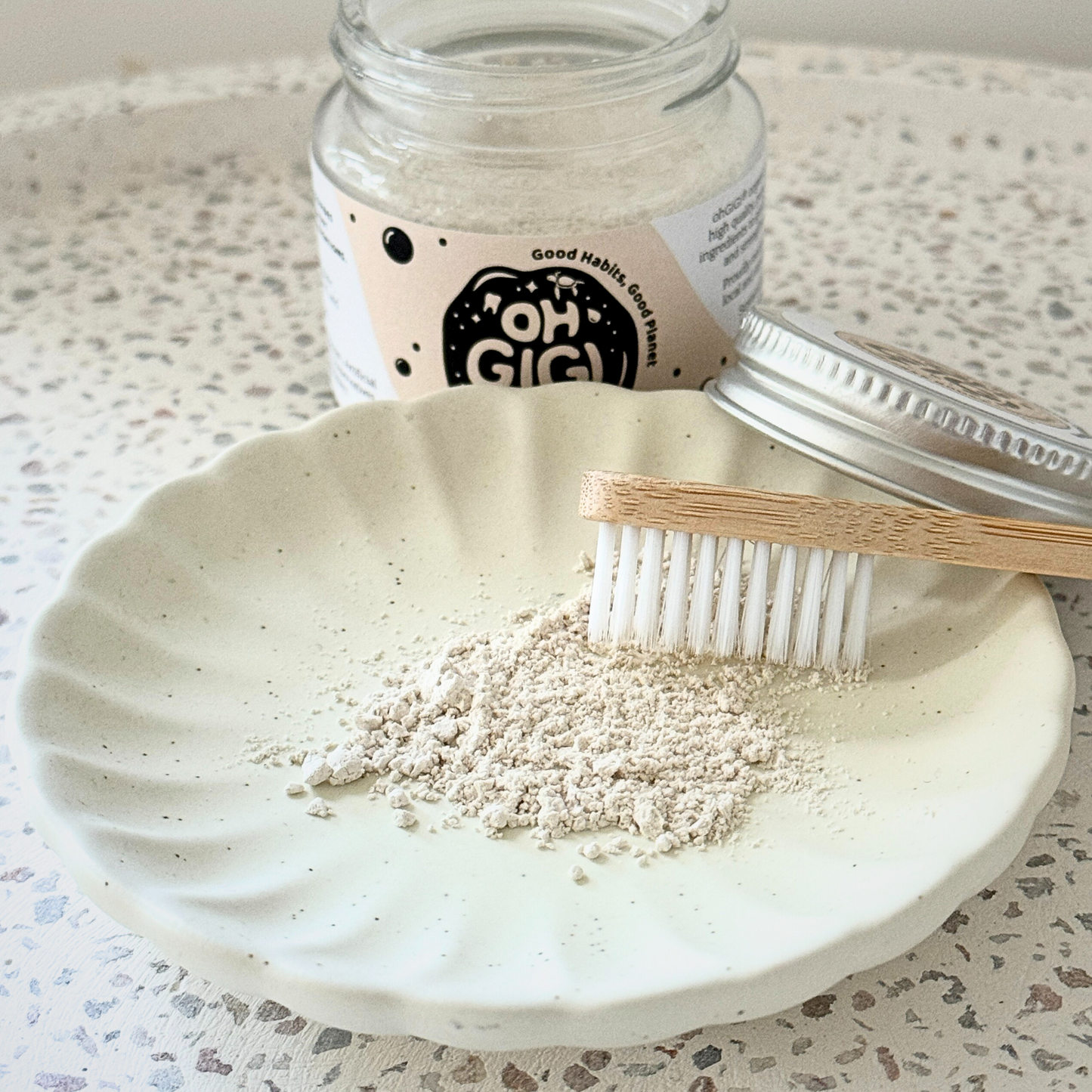 Organic Tooth Powder 'Flavour Free Brush' Jar and Refill Pack