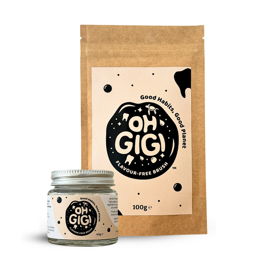 Organic Tooth Powder 'Flavour Free Brush' Jar and Refill Pack