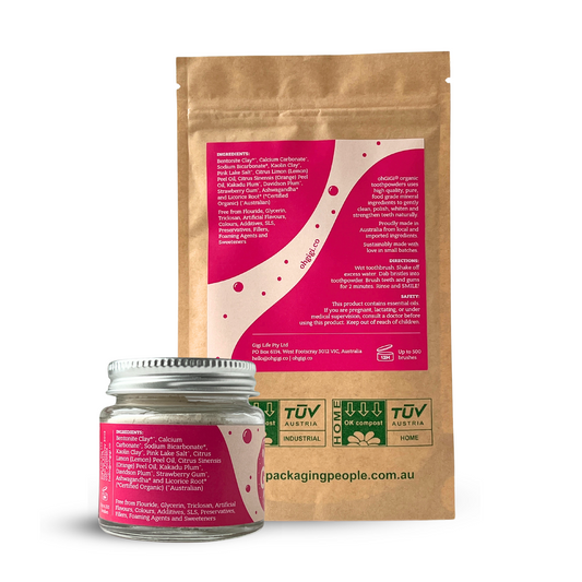 Organic Tooth Powder 'Fruity Brush' Jar and Refill Pack