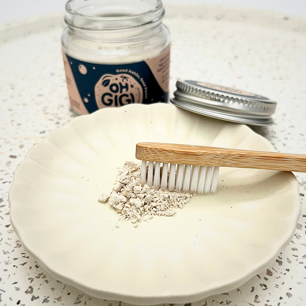 Ultimate Organic Tooth Powder 'Minty Brush + Hydroxyapatite' Jar & Refill with a Pure Copper Tongue Cleaner Oral Detox Kit