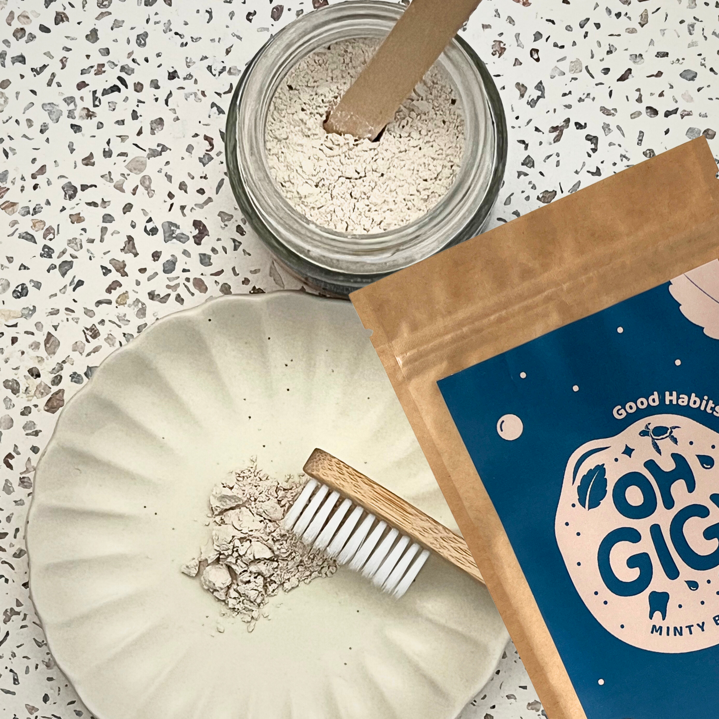 Organic Tooth Powder 'Minty Brush' + Hydroxyapatite Jar and Refill Pack