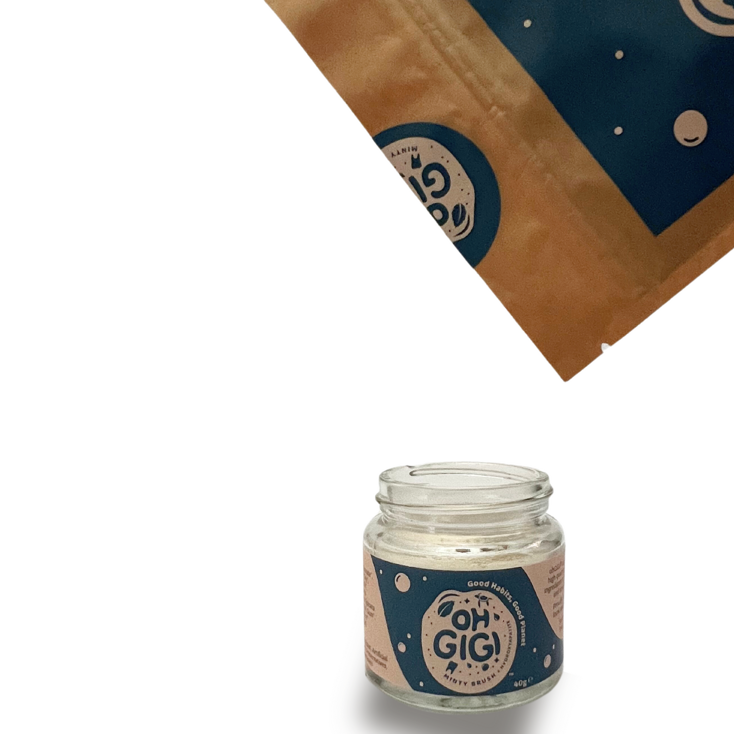 Ultimate Organic Tooth Powder 'Minty Brush + Hydroxyapatite' Jar & Refill with a Pure Copper Tongue Cleaner Oral Detox Kit