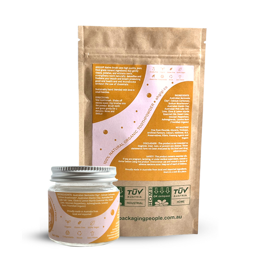 Organic Tooth Powder 'Native+ Brush' Jar and Refill Pack